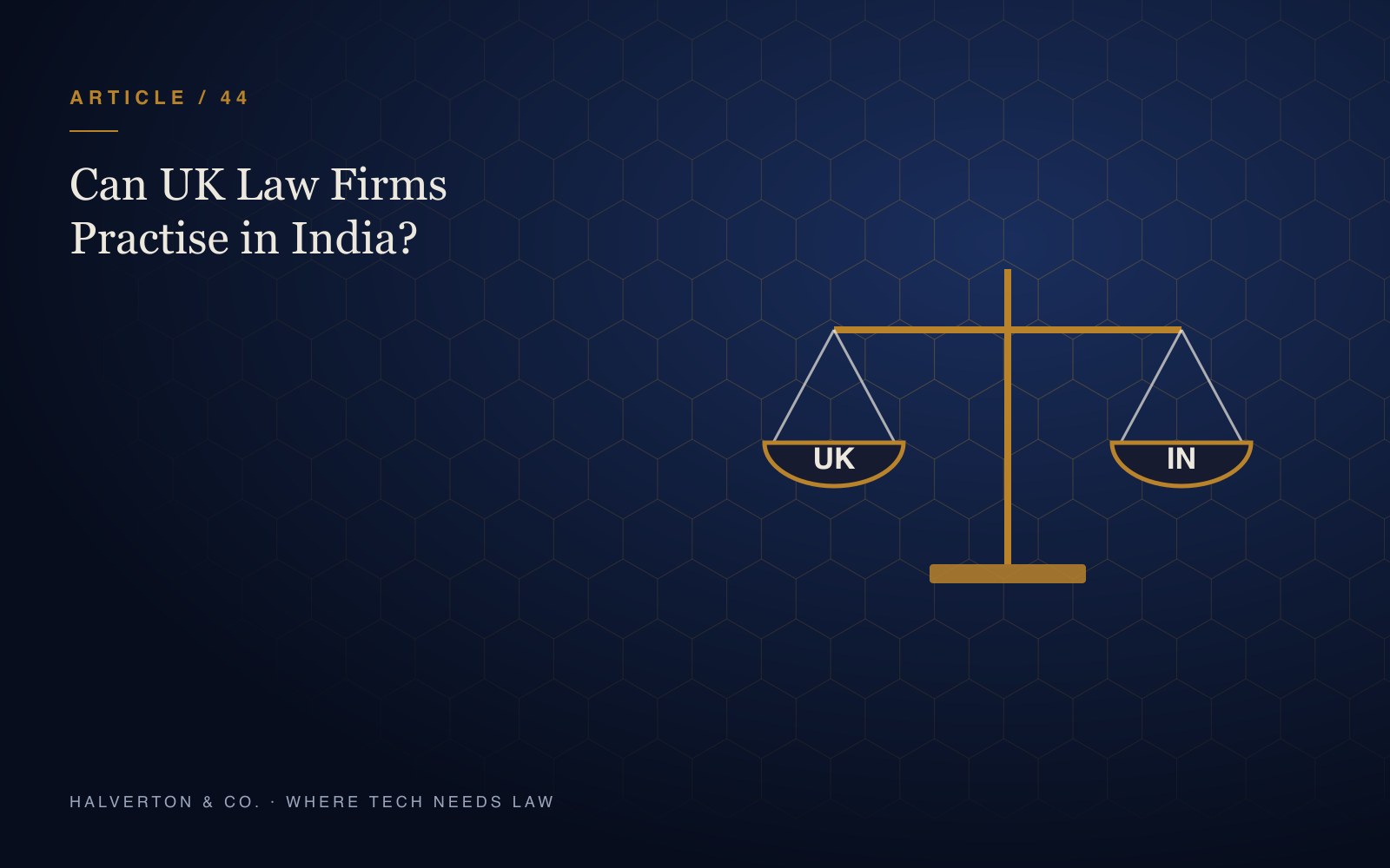 An illustration of a British wigged barrister and an Indian advocate in black robes either side of the Bar Council of India logo, exchanging a scroll titled foreign lawyer rules explained, on a navy and gold background.